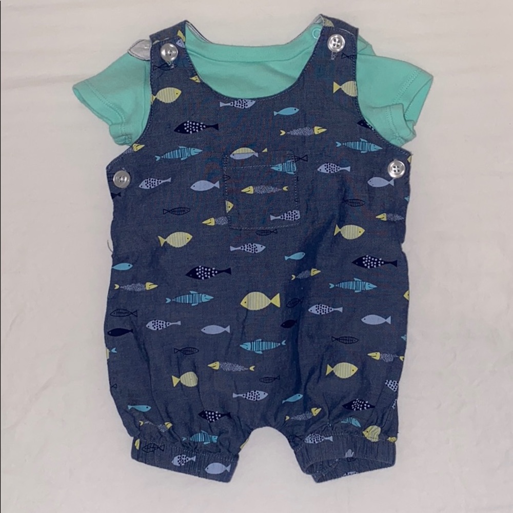 Baby boy fish overalls with onesie